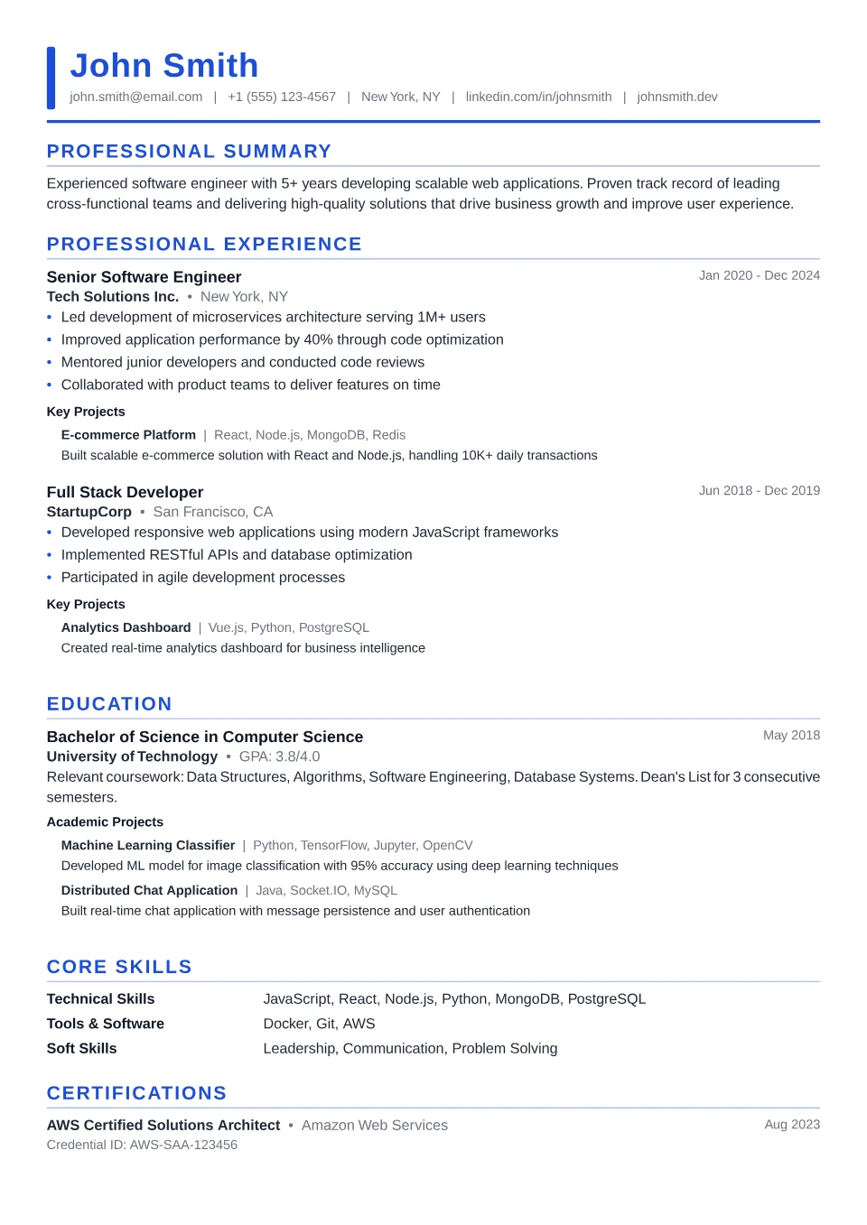 Executive Accent resume template