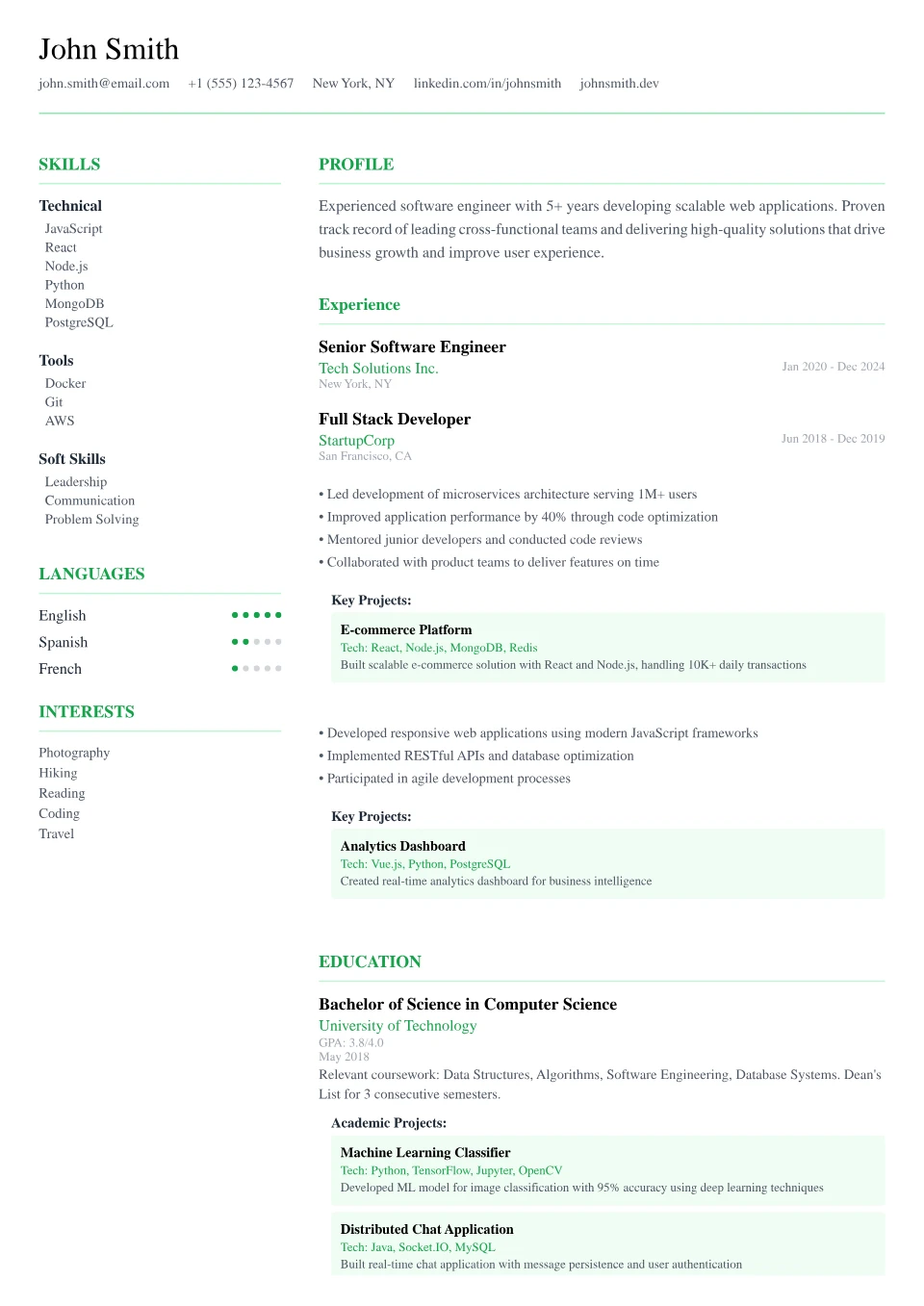 Minimalist Clean resume template