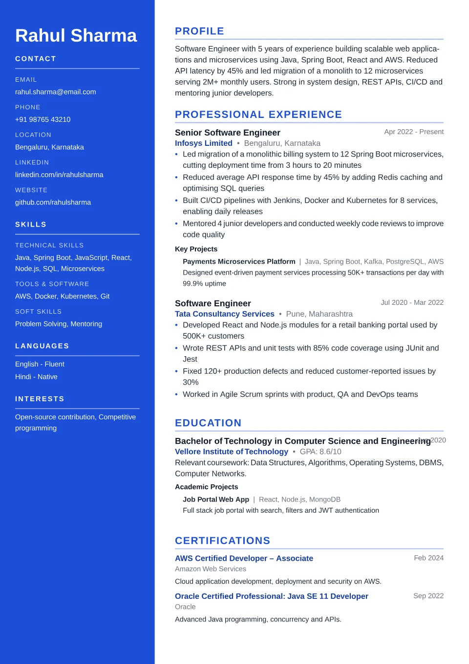 Software Engineer Resume Templates – Free ATS-Friendly PDF Download
