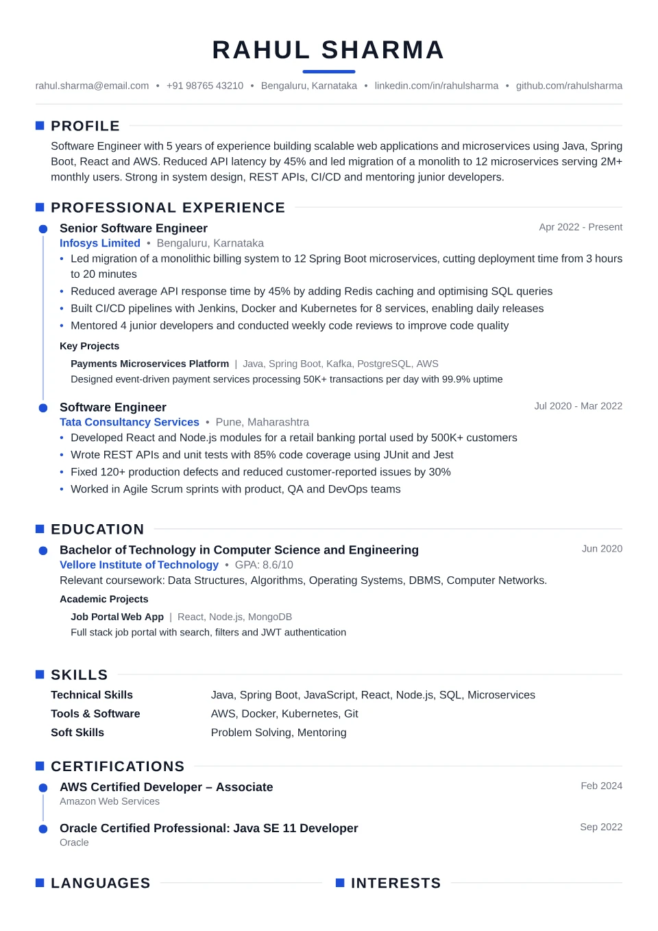 Software Engineer Resume Templates – Free ATS-Friendly PDF Download